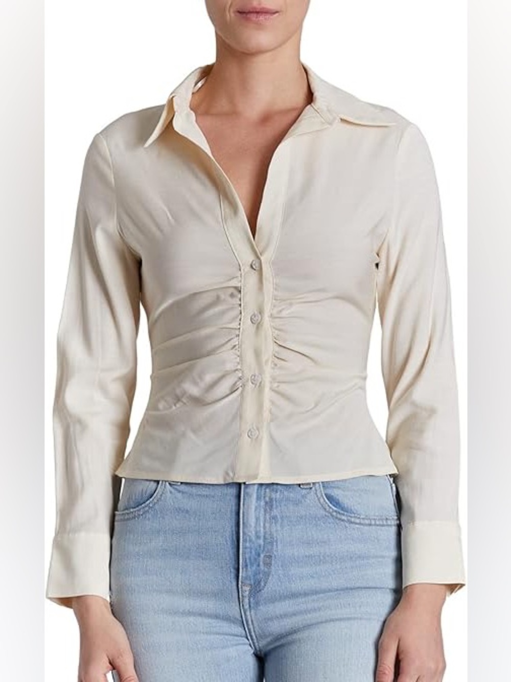 Zara Cream Button-Front Blouse